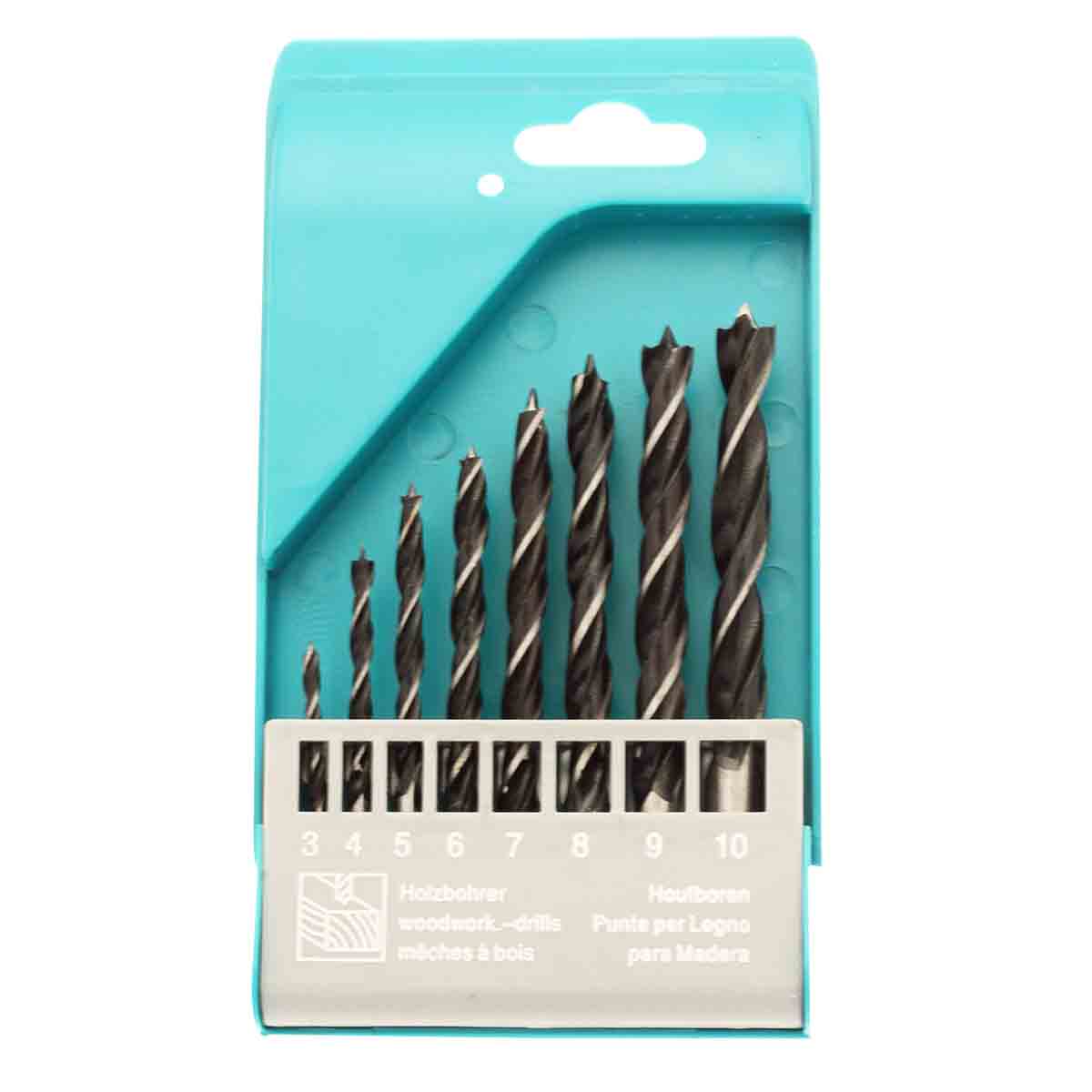 Coffret de 8 forêts bois queue cyl Ø3-10mm