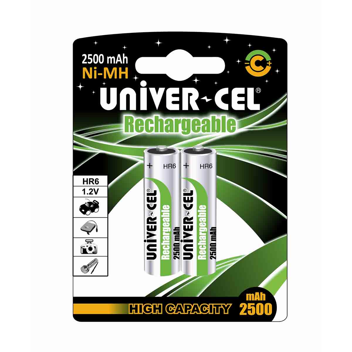 Accu UNIVERCEL AA/HR6 - 2500mAh R2U /Qté 2