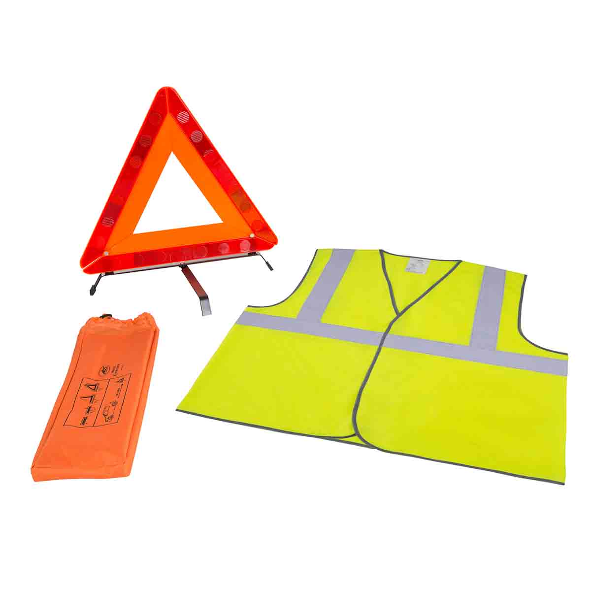 Kit de sécurité véhicule gilet + triangle dans housse