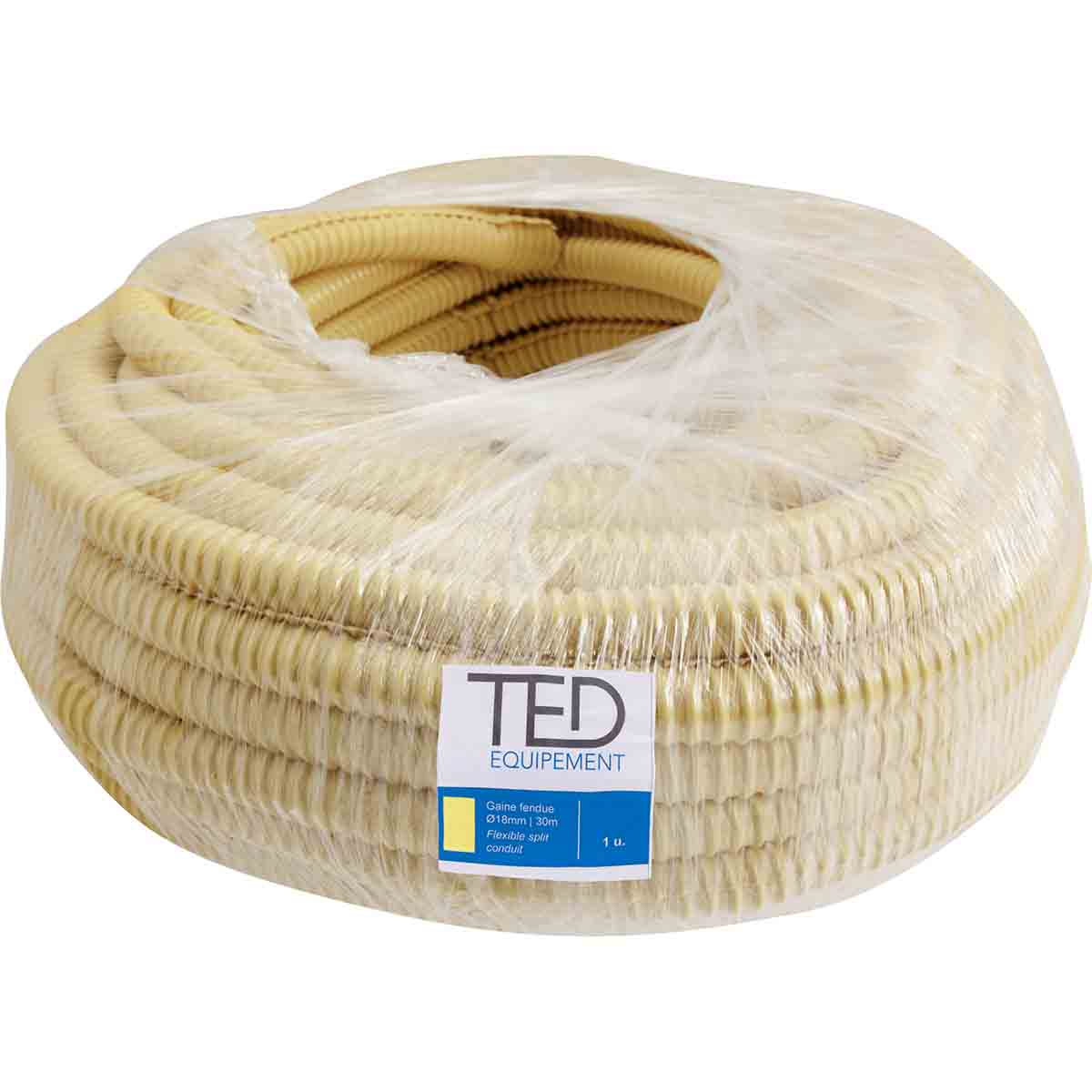Gaine fendue TED Ø18mm jaune /Rl 30m