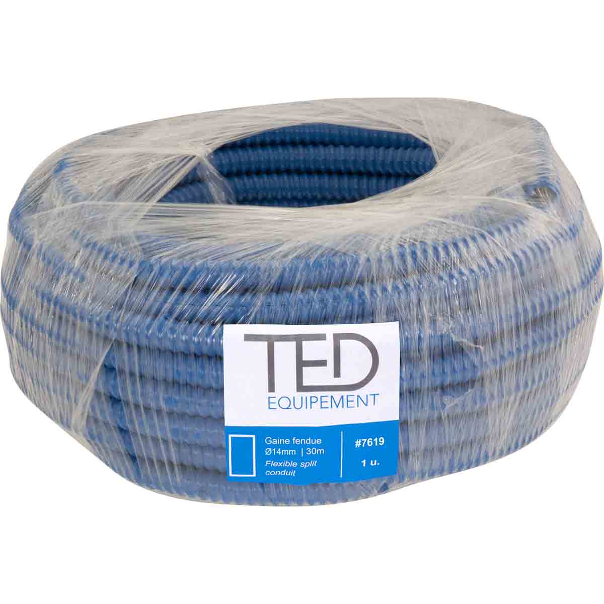 Gaine fendue TED Ø14mm bleue _Rl 30m