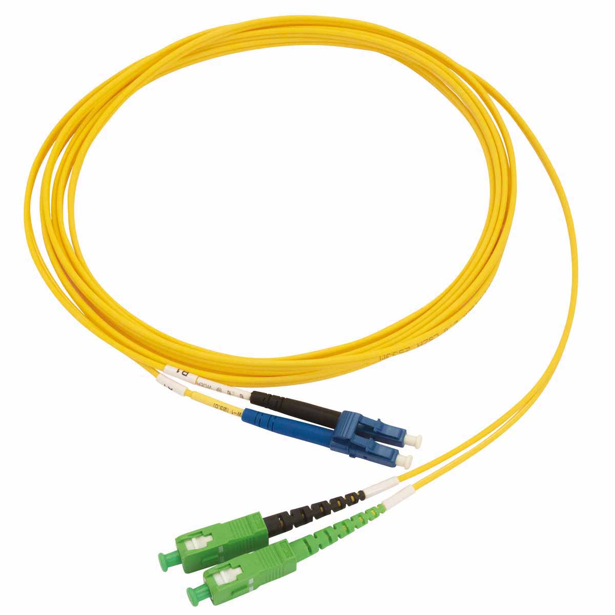 Cordon optique DX LC/UPC-SC/APC G.657A2 Ø2,0mm Jaune Lg 2,0m