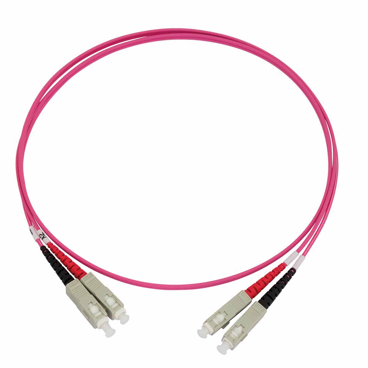 Cordon optique DX SC/PC-SC/PC OM4 Ø2,0mm Magenta Lg 3,0m