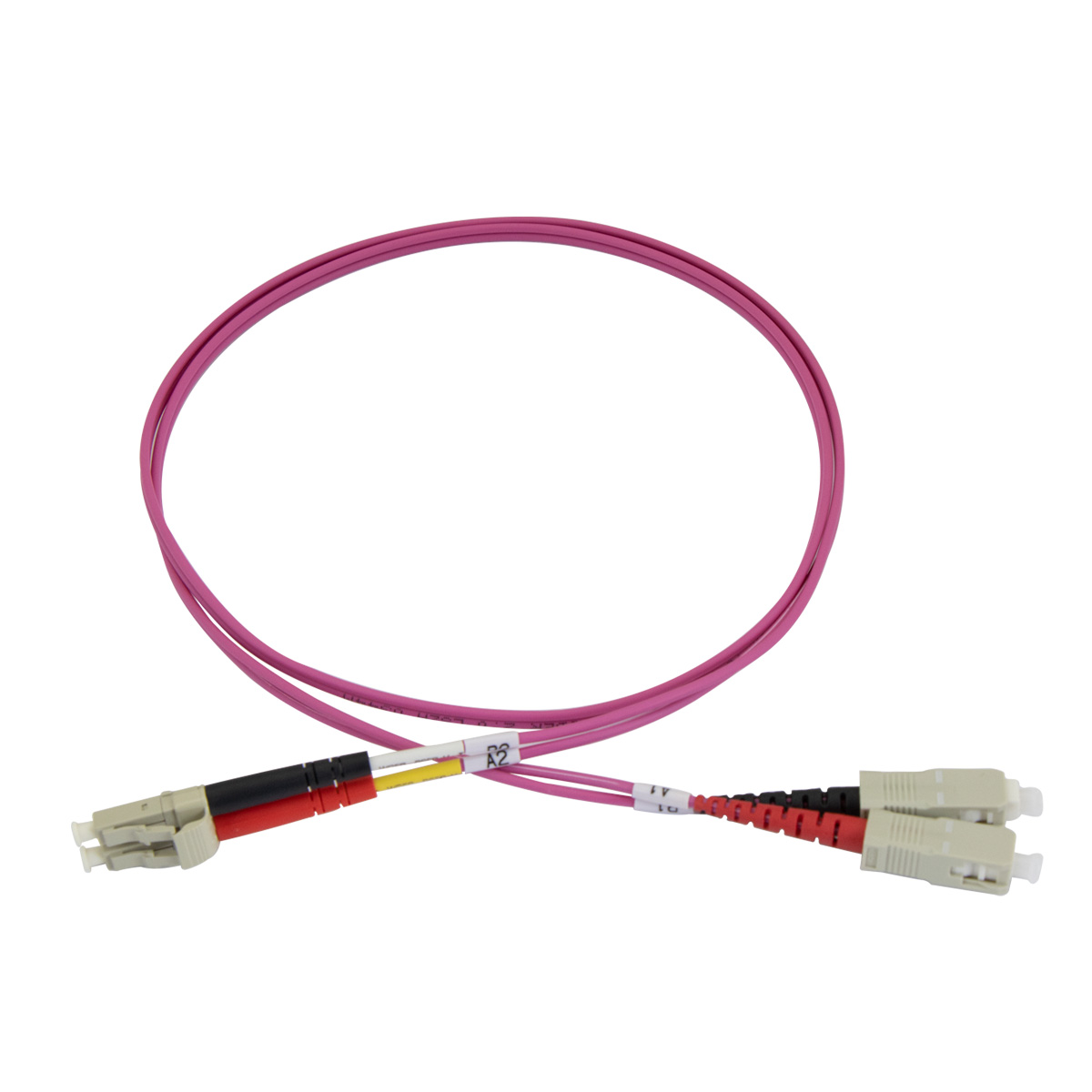 Cordon optique DX LC/PC-SC/PC OM4 Ø2,0mm Magenta Lg 1,0m