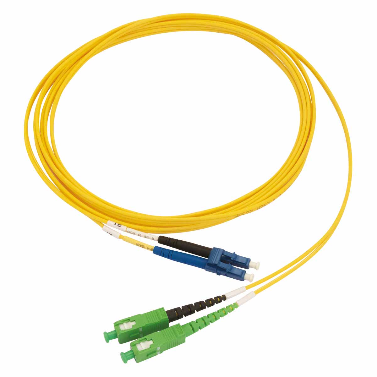 Cordon optique DX LC/UPC-SC/APC G.657A2 Ø2,0mm Jaune Lg 5,0m