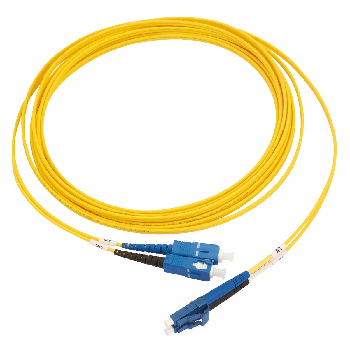 Cordon optique DX LC/UPC-SC/UPC G.657A2 Ø2,0mm Jaune Lg 2,0m