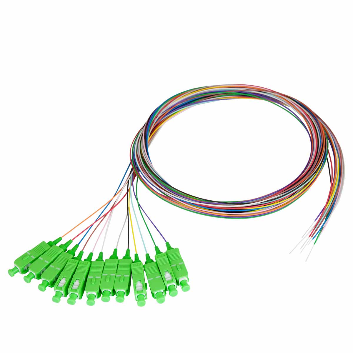 Pigtail SX SC/APC G.657A2 Ø900µm Couleurs FT Lg 2,0m /Qté 12